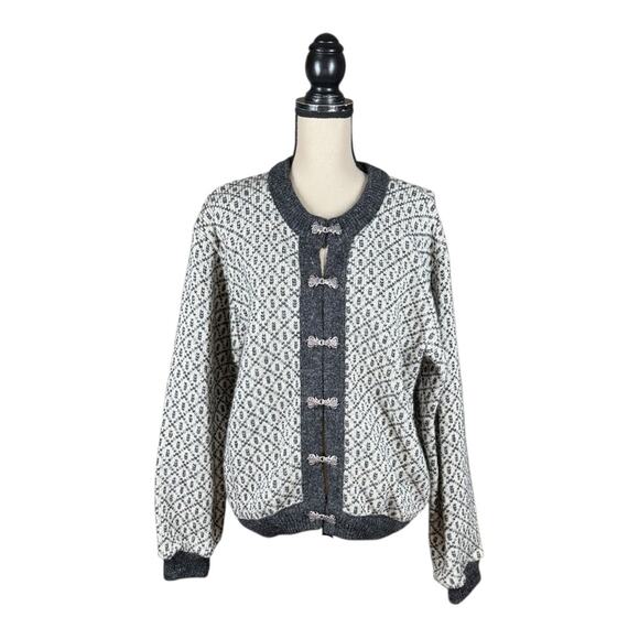 Vintage L.L. Bean Nordic Fair Isle Wool Cardigan Sweater - Picture 1 of 4